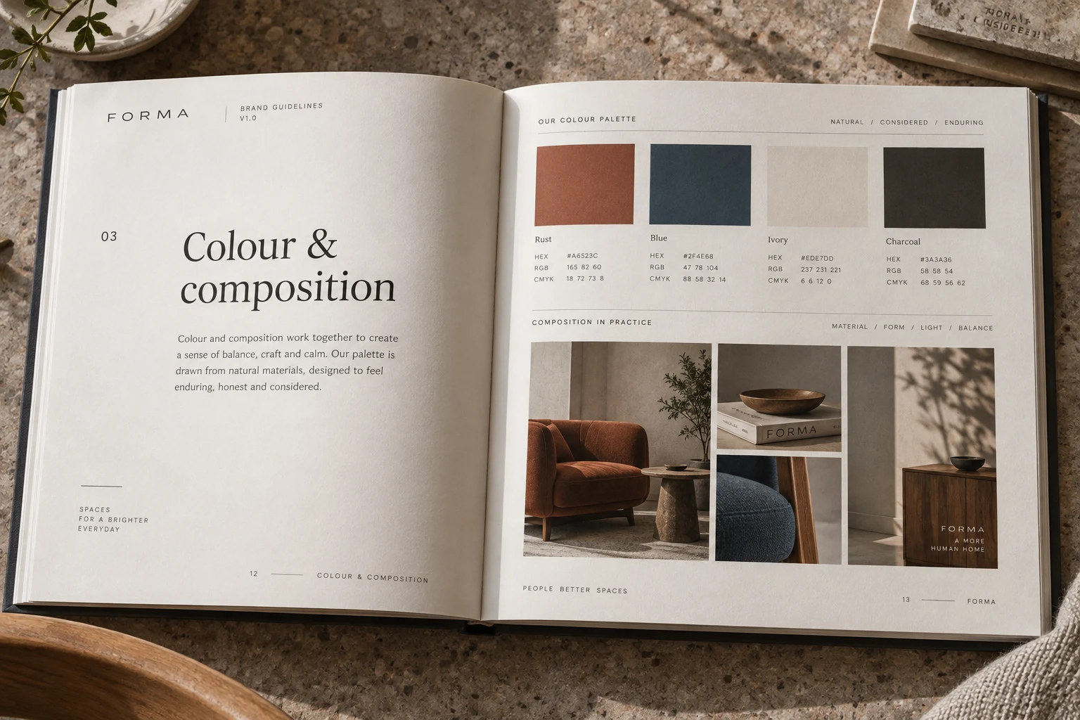 Illustrative guidelines concept shown as finished design work