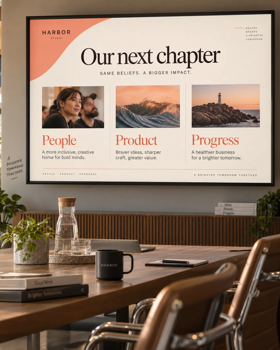 Illustrative internal presentations concept shown as finished design work