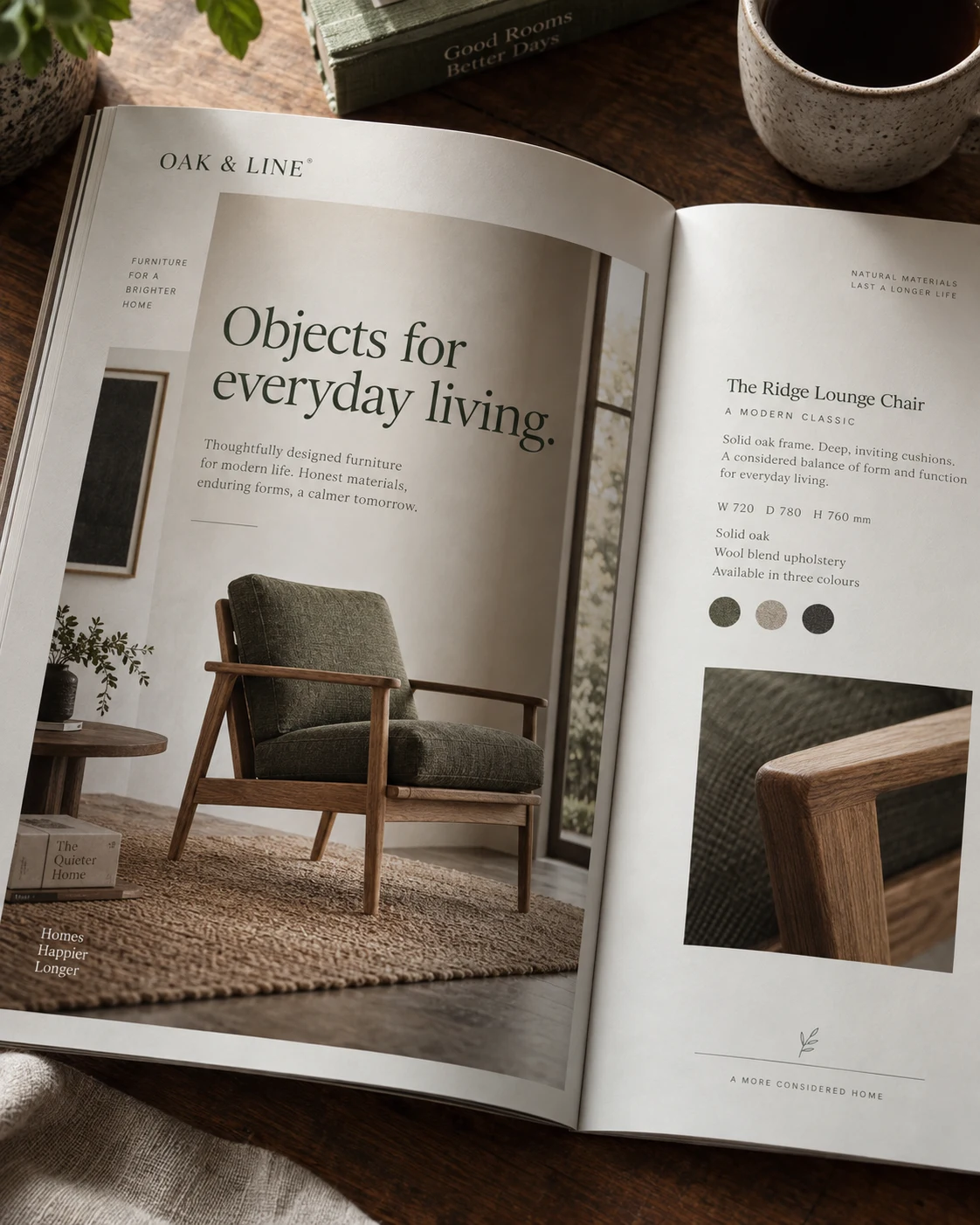 Illustrative sales literature concept shown as finished design work
