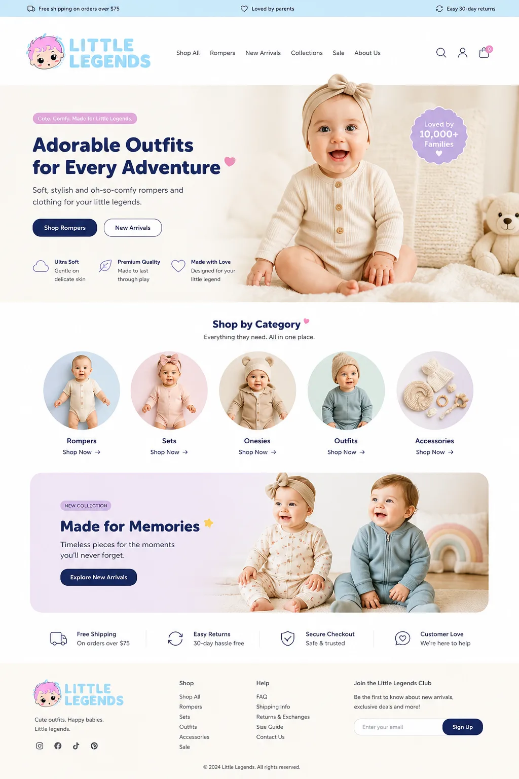 Little Legends website screenshot