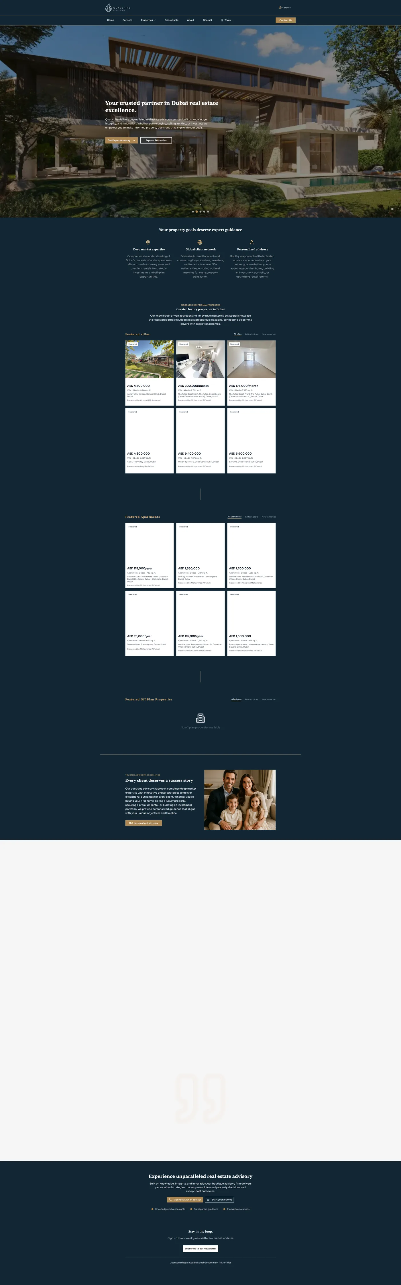 Quadspire Real Estate website screenshot